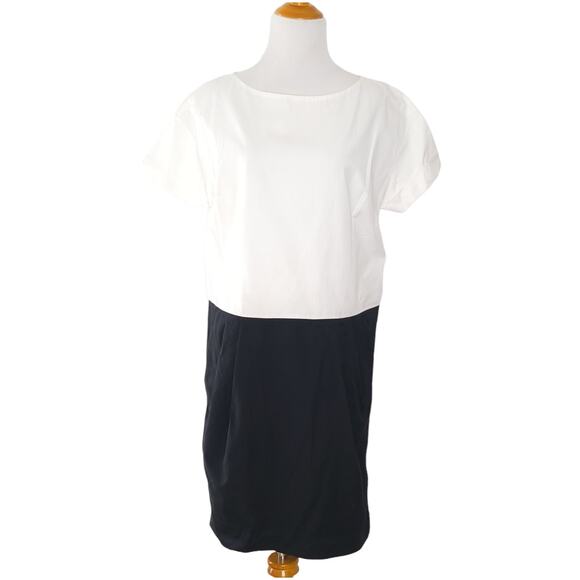 Dries van Noten Minimalist Dress Colorblock Shift White Black Pockets Women 36 - Picture 1 of 12